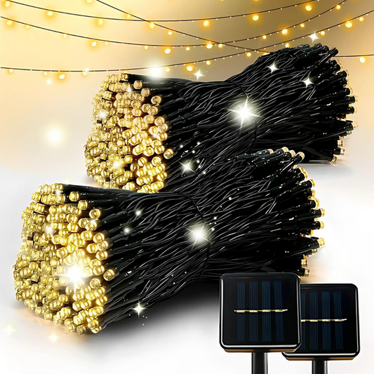 LUCES NAVIDEÑAS CON PANEL SOLAR- AMBAR 30 METROS