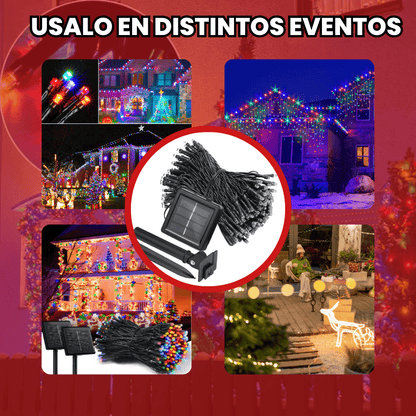 LUCES NAVIDEÑAS CON PANEL SOLAR 30 METROS MULTICOLOR- 300 FOQUITOS 🎄