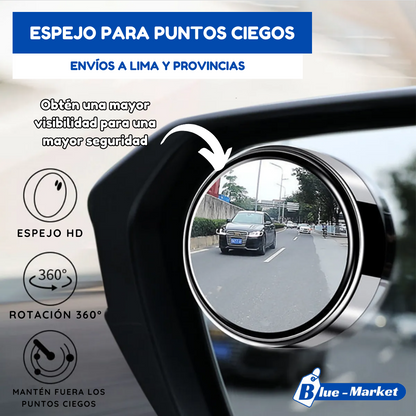 ESPEJO RETROVISOR DE PUNTOS CIEGOS PARA AUTO 360° - VISION AMPLIA 👀🚕