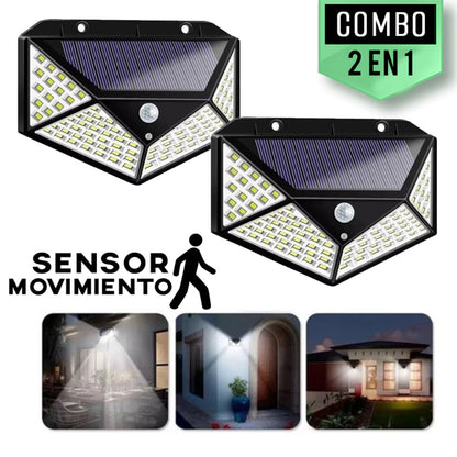 FOCO SOLAR CON SENSOR DE MOVIMIENTO 100 LED- OFERTA 2 X 1