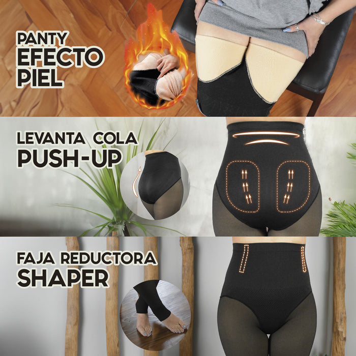 PANTY EFECTO PIEL CON FAJA Y PUSH UP 🔥